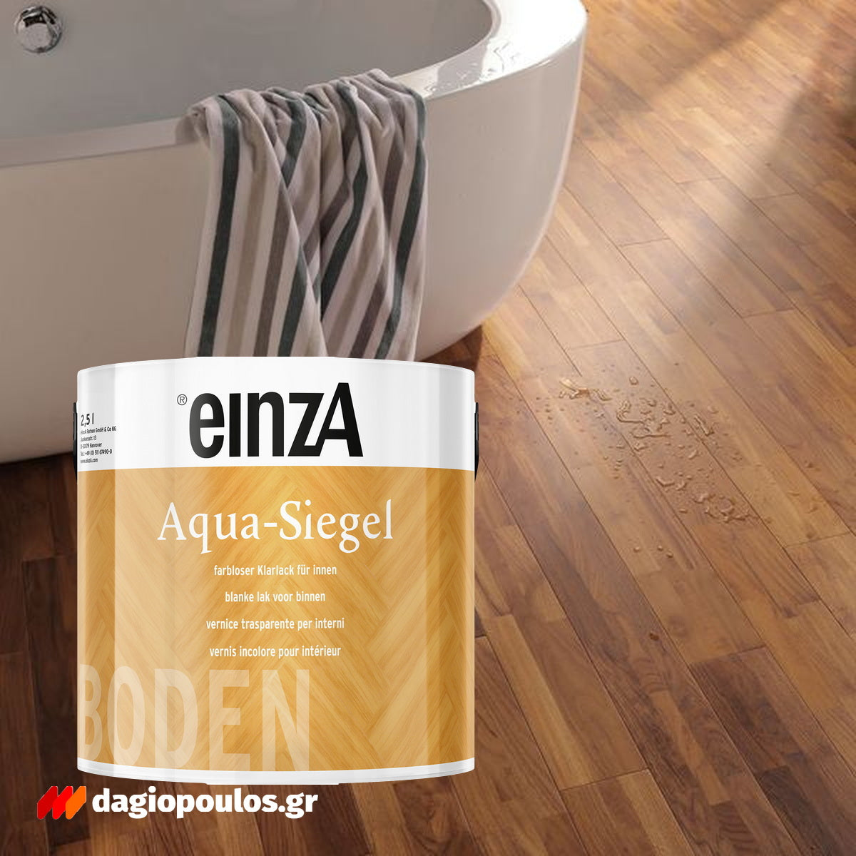 einzA Aqua Siegel Άοσμο Οικολογικό Βερνίκι Πατωμάτων & Επίπλων Νερού ΗΜΙ-ΜΑΤ