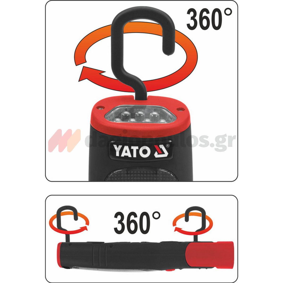 Yato YT-08507 Φακός Χειρός Επιθεώρησης & Εργασίας Περιστρεφόμενης Κεφαλής 30+7 LED 140 Lumens