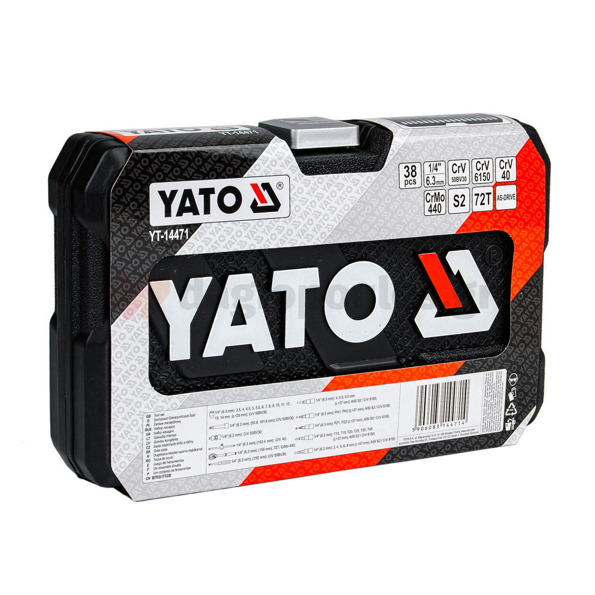 Yato YT-14471 Συλλογή Καρυδάκια & Εξαρτήματα Μανέλα Καστάνιας 1/4" Σετ 38 Τεμ Σε Κασετίνα