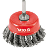 Yato YT-4752 Βούρτσα Συρμάτινη (Συρματόβουρτσα) Καμπάνα Δραπάνου Με Άξονα 75mm ΣΤΡΙΦΤΗ