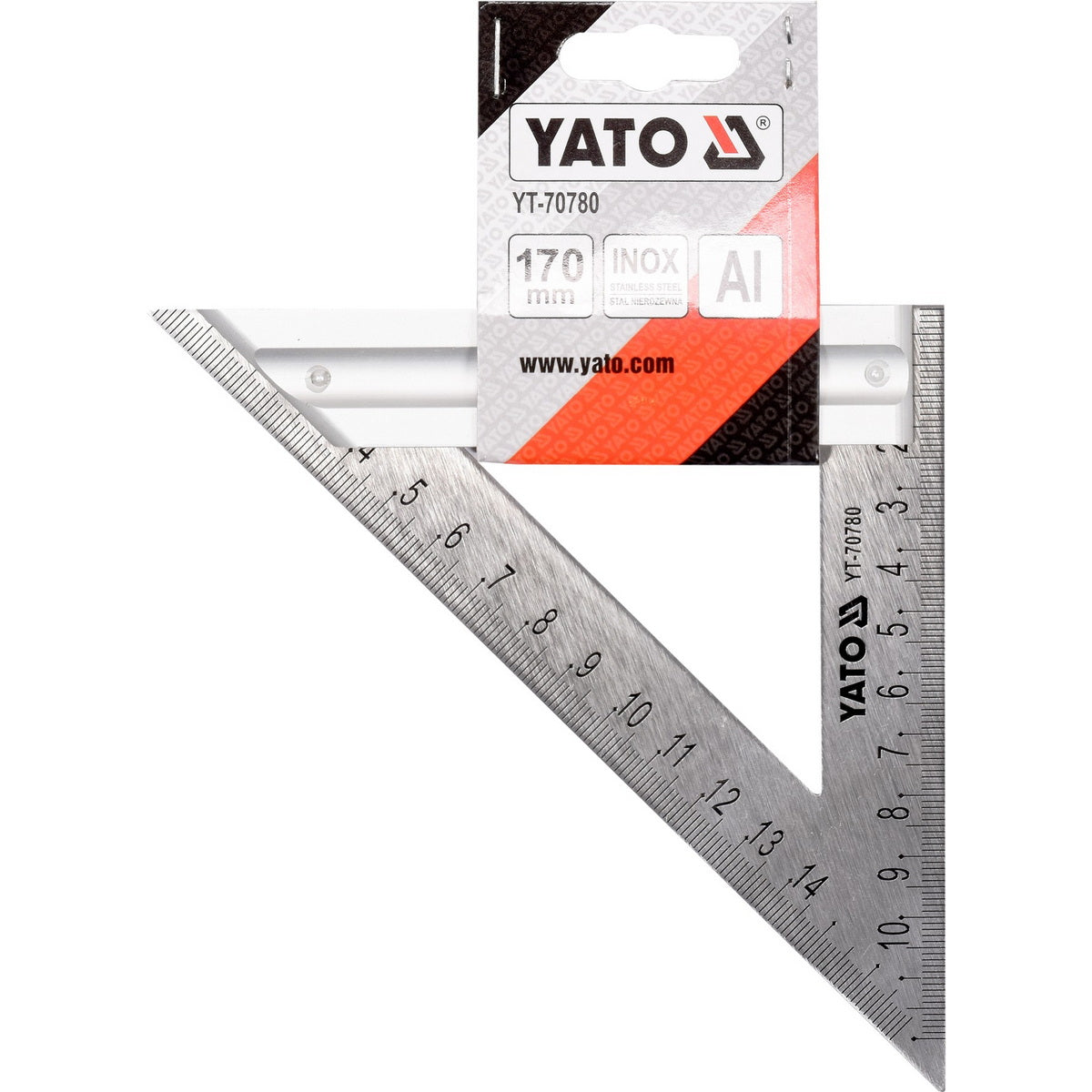 Yato YT-70780 Επαγγελματικός Χάρακας - Τρίγωνο - Γωνιόμετρο Μέτρησης & Σχεδιασμού Αλουμινίου 170mm