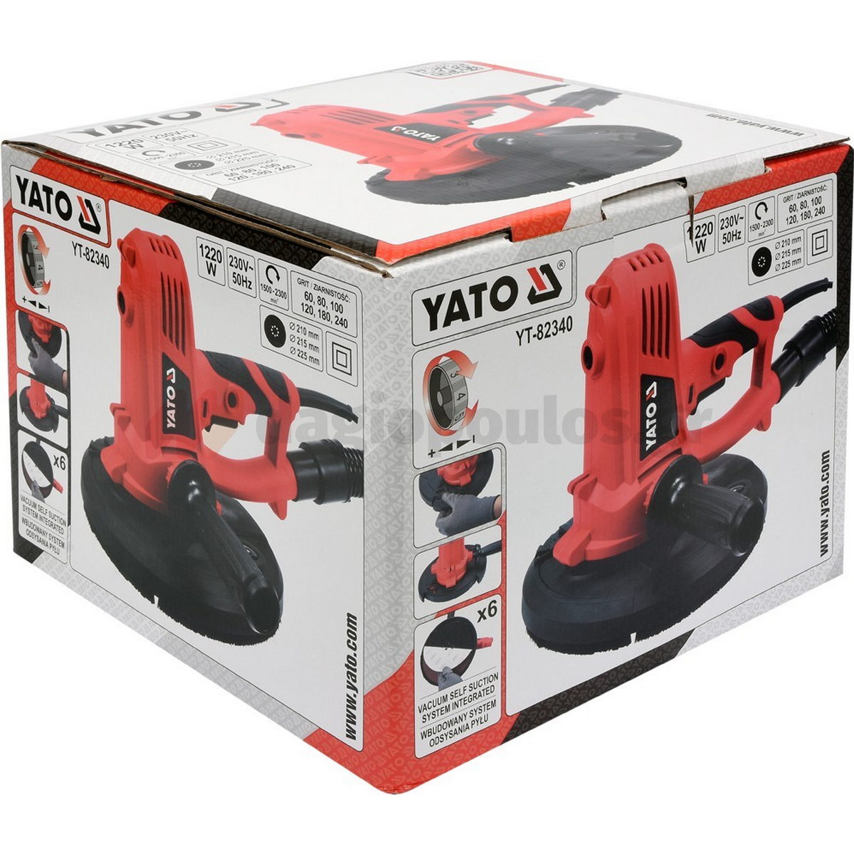 Yato YT-82340 Ηλεκτρικό Τριβείο Τοίχου-Γυψοσανίδας Ρυθμιζόμενο 1220Wat 225mm Ρυθμιζόμενο