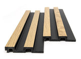 3D PS Wall Panel Residence F4 Natural Oak Black Με Πηχάκια 122x21mm 2.9mtr