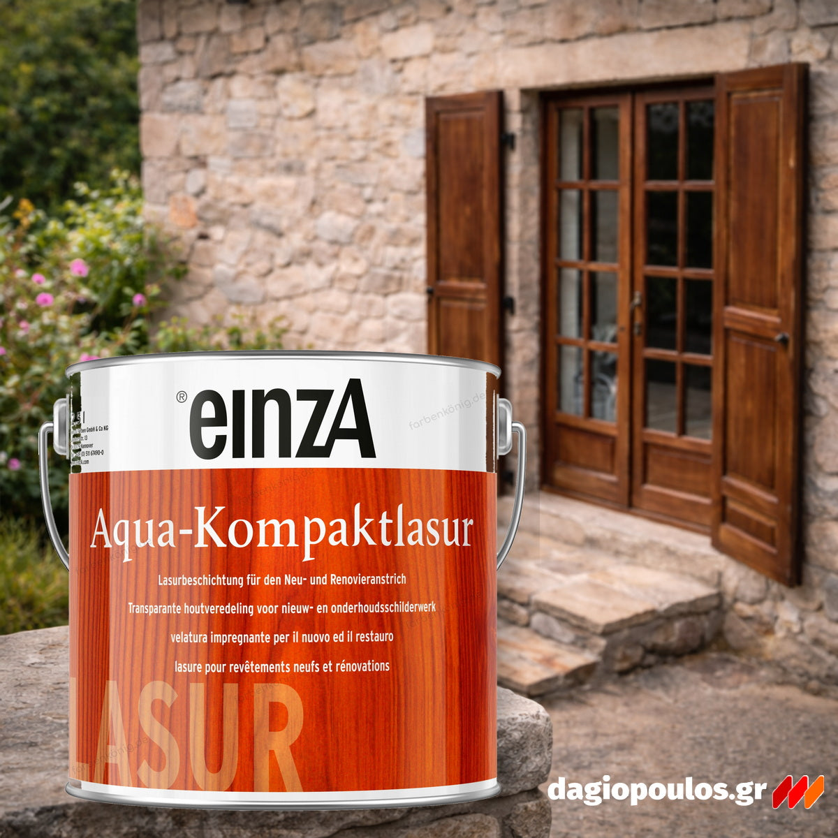einzA Aqua-Kompaktlasur Βερνίκι Εμποτισμού Προστασίας Ξύλου Νερού ΠΑΛΙΣΑΝΔΡΟΣ (PALISANDER)