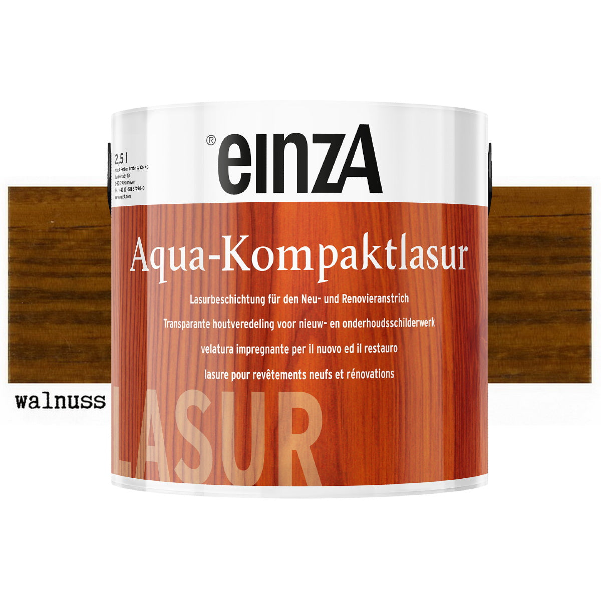 einzA Aqua-Kompaktlasur Βερνίκι Εμποτισμού Προστασίας Ξύλου Νερού ΚΑΡΥΔΙΑ (WALNUSS)