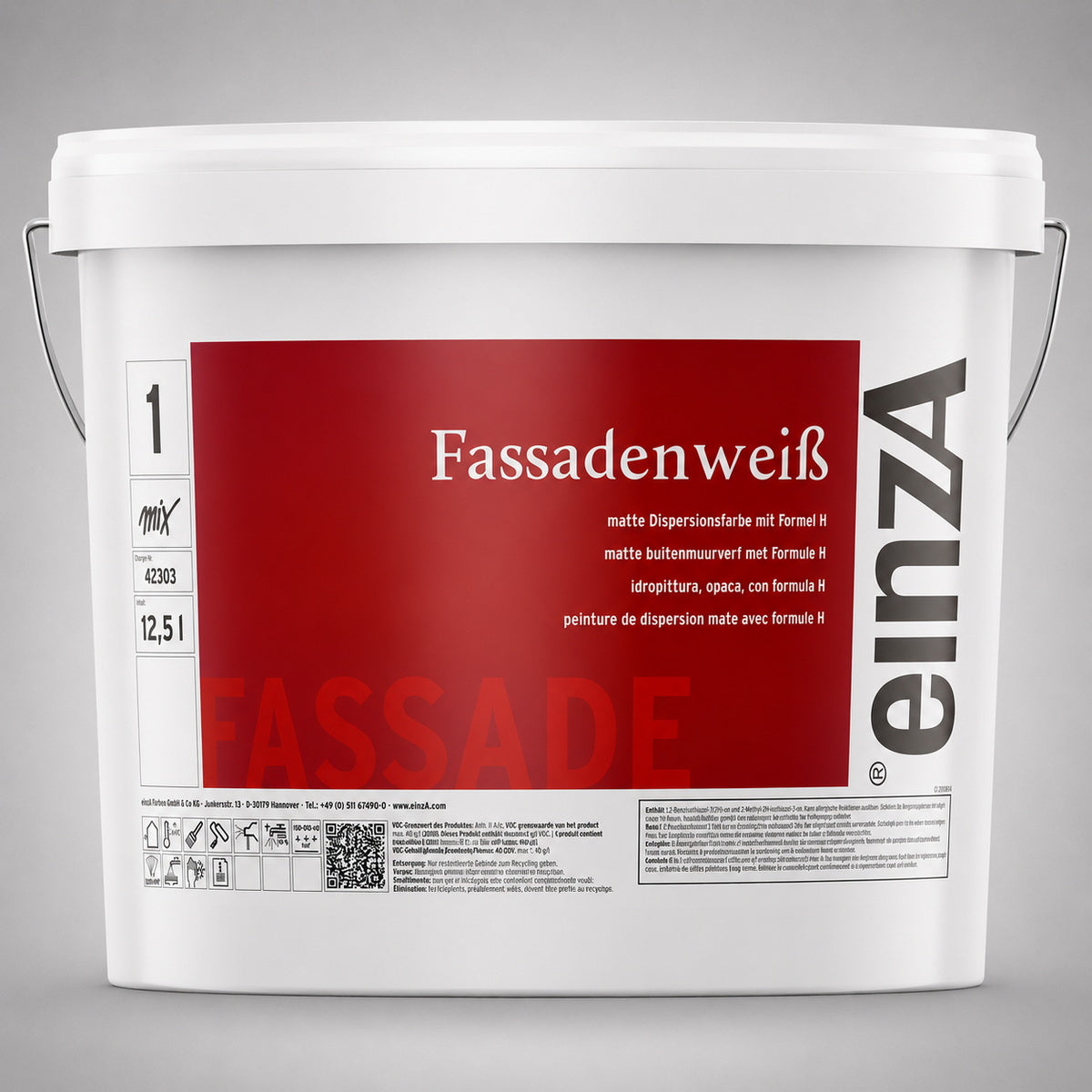 einzA Fassadenweiß 100% Ακρυλικό Χρώμα Προστασίας Εξωτερικής Τοιχοποιίας ΛΕΥΚΟ