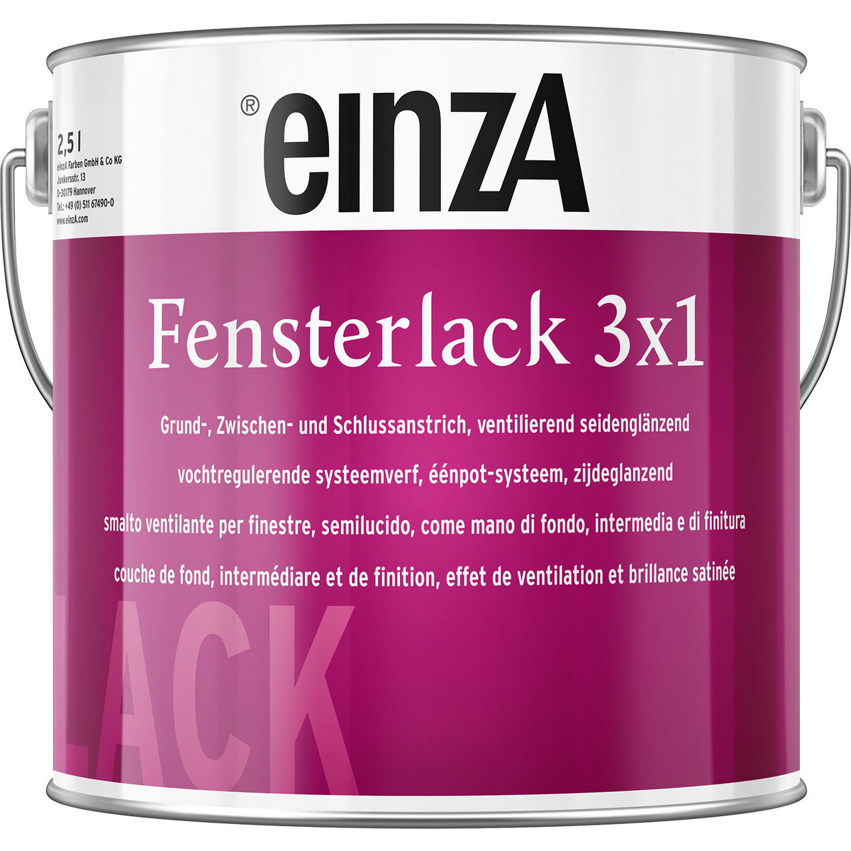 einzA Fensterlack 3x1 Υπόστρωμα Αστάρι & Τελικό Χρώμα Ξύλου (3σε1) ΛΕΥΚΟ