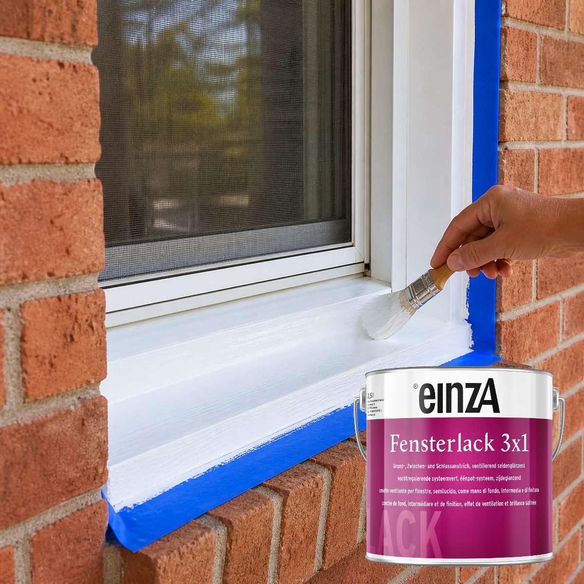 einzA Fensterlack 3x1 Υπόστρωμα Αστάρι & Τελικό Χρώμα Ξύλου (3σε1) ΛΕΥΚΟ