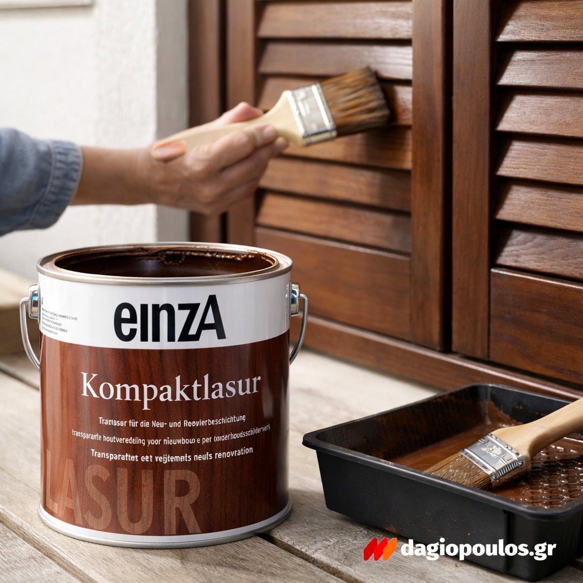 einzA Kompaktlasur Βερνίκι Εμποτισμού Προστασίας Ξύλου Διαλύτου ΚΑΡΥΔΙΑ ΣΚΟΥΡΑ (NUSSBAUM)