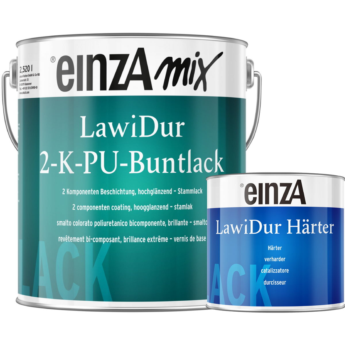 einzA LawiDur 2-K-PU-Buntlack Εποξειδικό Χρώμα Πολυουρεθάνης 2 Συστατικών Εξωτερικής &amp; Εσωτερικής Χρήσης ΛΕΥΚΟ ΓΥΑΛΙΣΤΕΡΟ