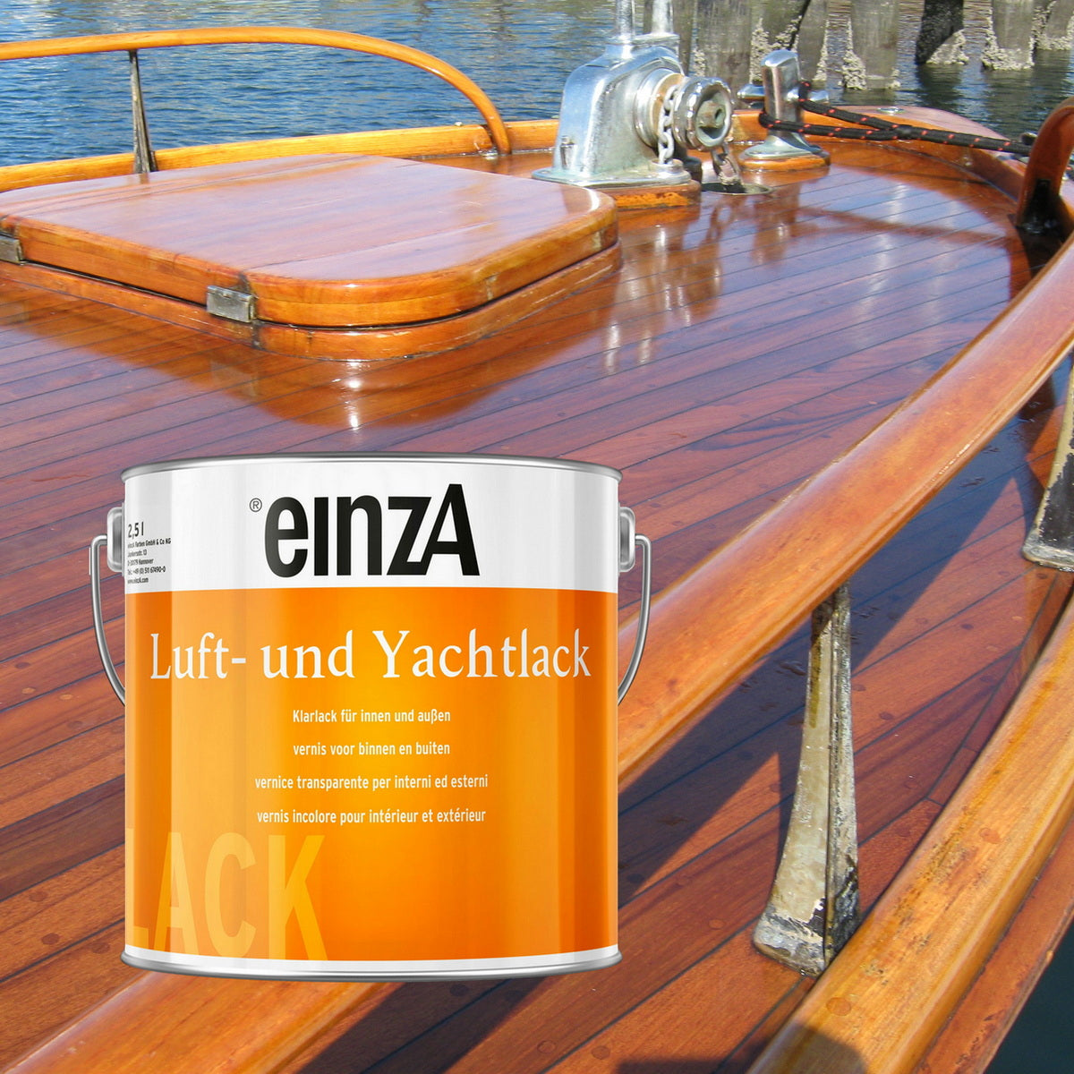 einzA Luft und Yachtlack Anti UV Βερνίκι Ξύλου Θαλάσσης Marine Διαφανές Γυαλιστερό
