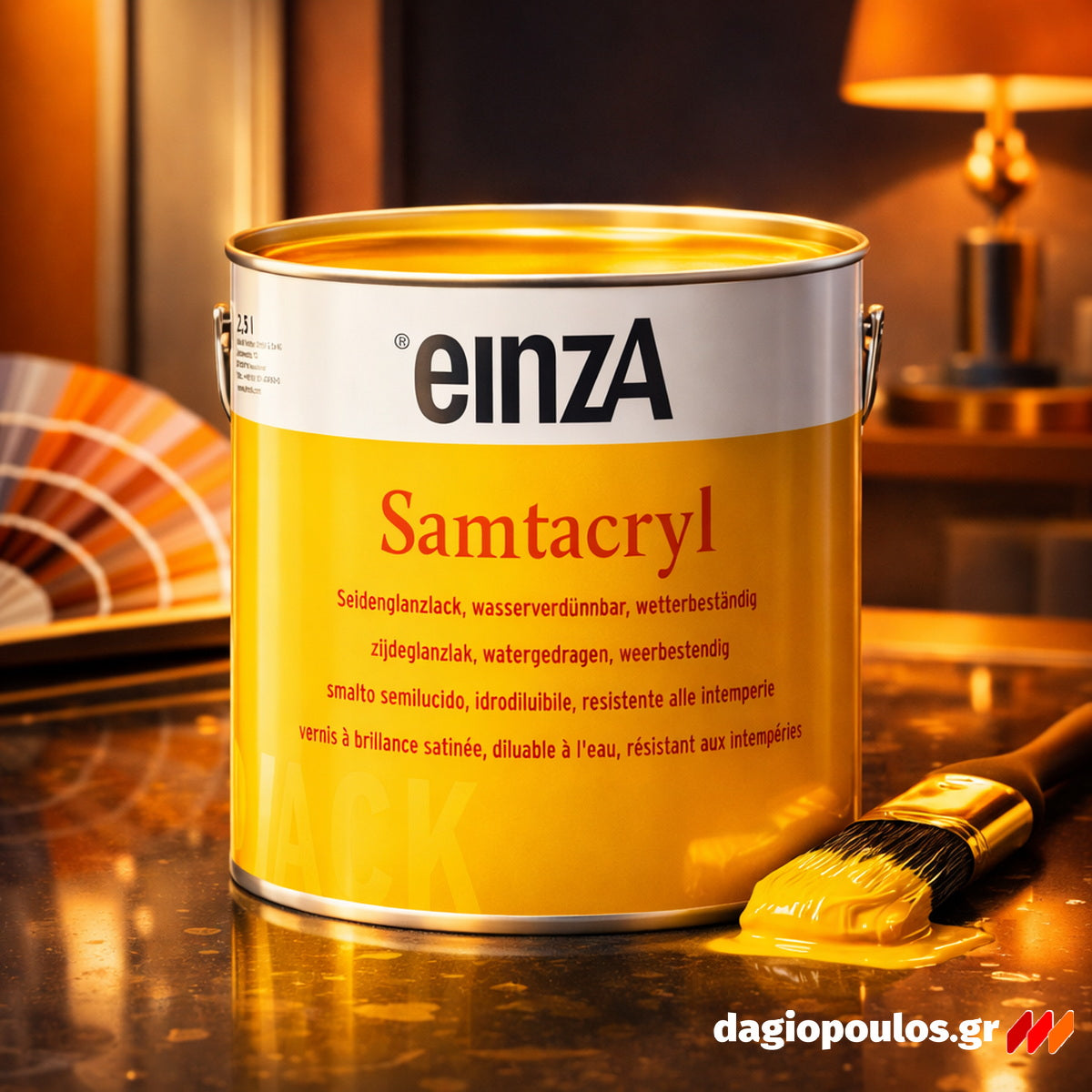 einzA Samtacryl Seidenglanzlack Ρεπολίνη Νερού Πολυουρεθάνης Οικολογική Σατινέ ΛΕΥΚΗ
