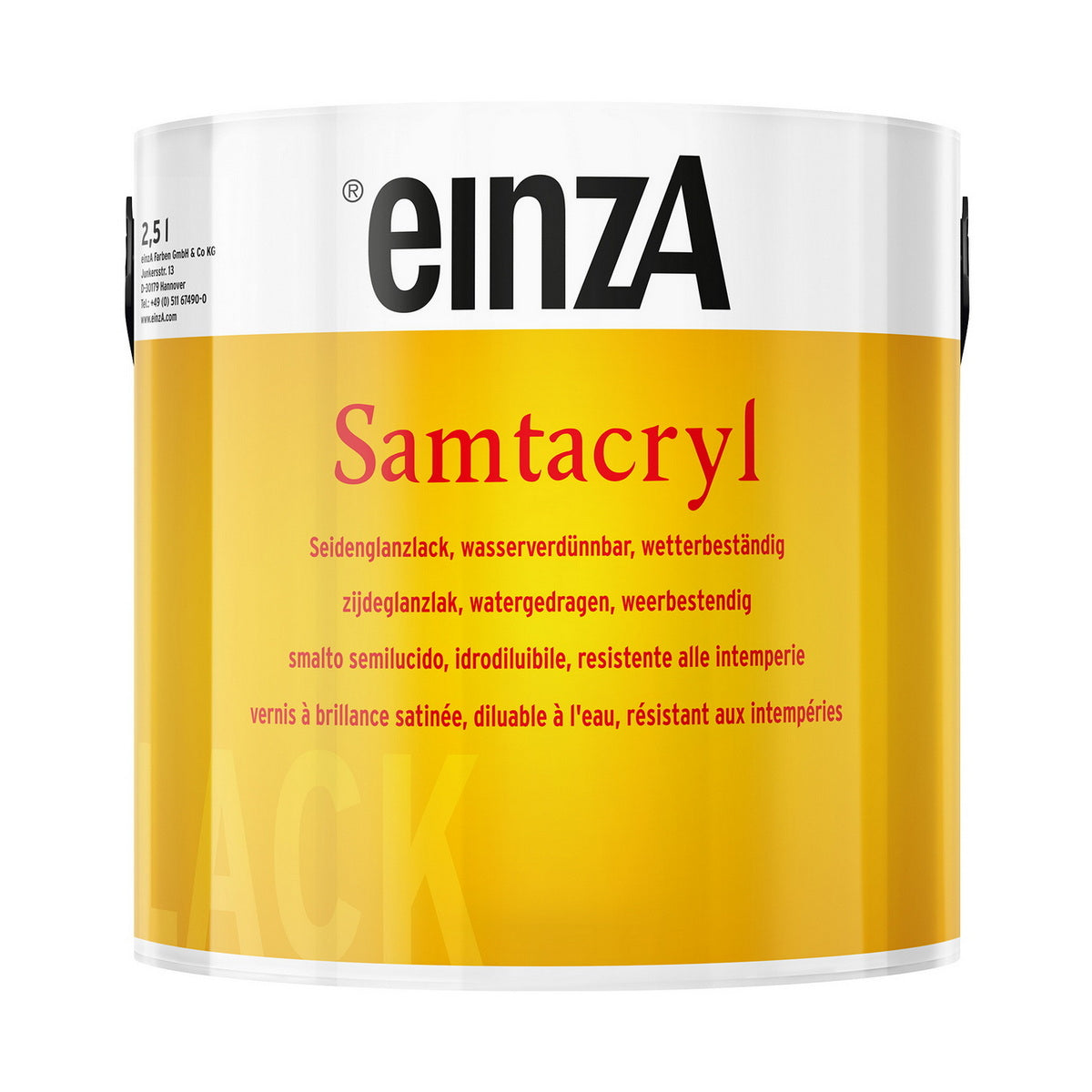 einzA Samtacryl Seidenglanzlack Ρεπολίνη Νερού Πολυουρεθάνης Οικολογική Σατινέ ΛΕΥΚΗ