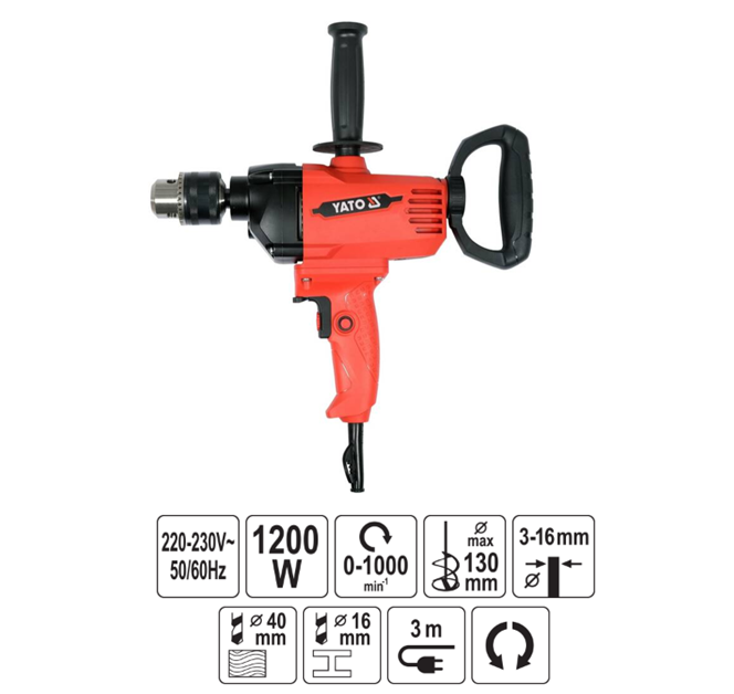 Yato YT-82055 Επαγγελματικός Ηλεκτρικός Αναδευτήρας Χρωμάτων & Κονιαμάτων 1200W