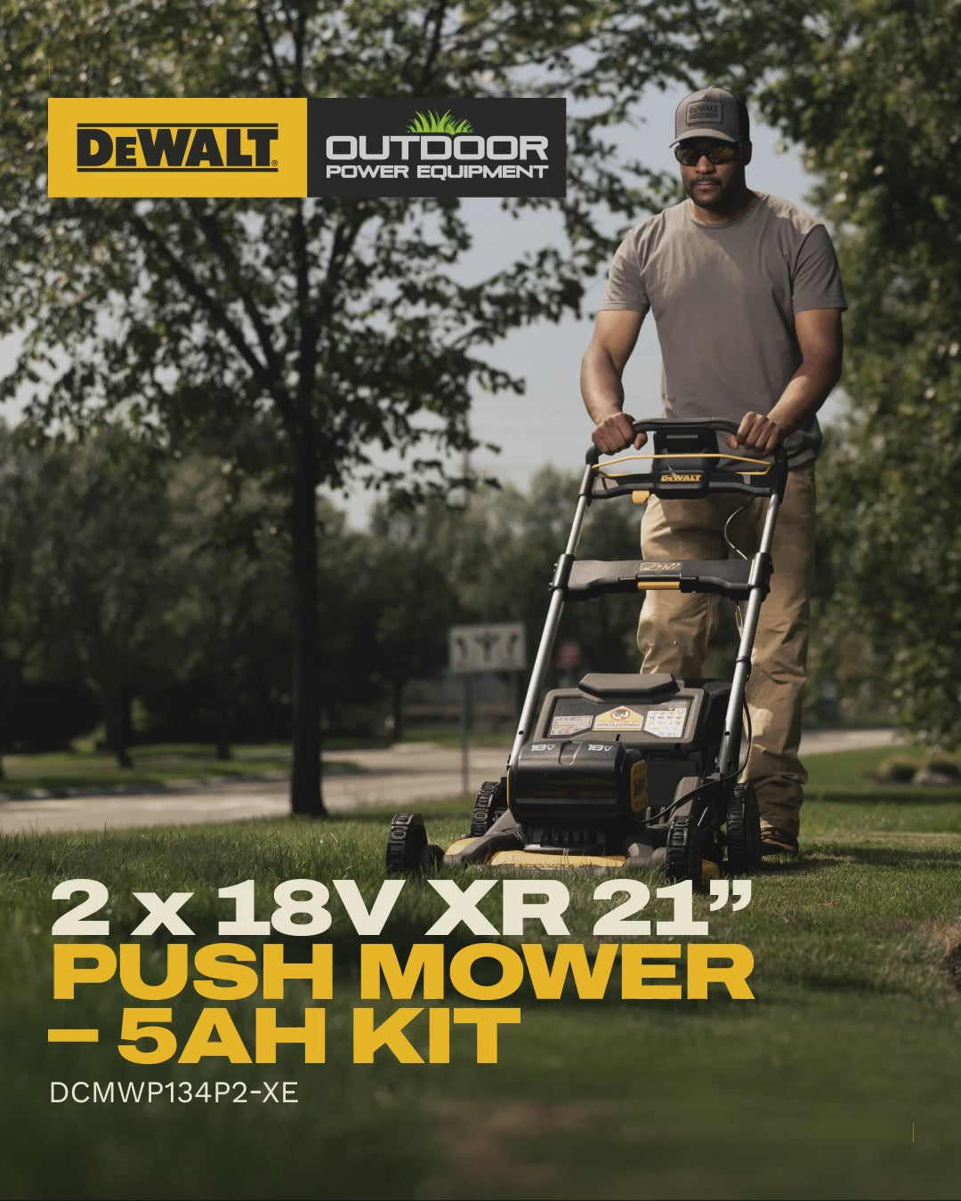 DeWalt DCMWP134W2-QW FLEXVOLT Χλοοκοπτική Μηχανή Γκαζόν Μπαταρίας 2x18V Li-Ion XR 2 Μπατ.8.0Ah - Φορτιστής
